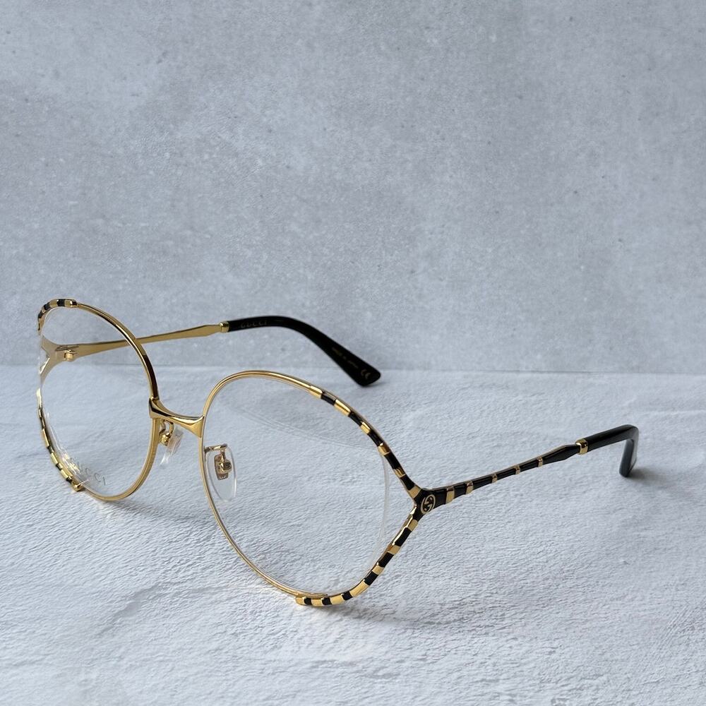 NEW Gucci GG0596OA Gold Black Round Eyeglasses Frames - Picture 2 of 9
